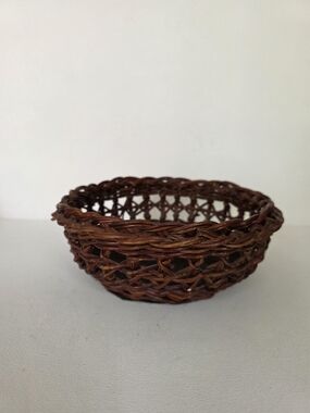Vintage Woven Brown Decorative Rattan Bowl Basket